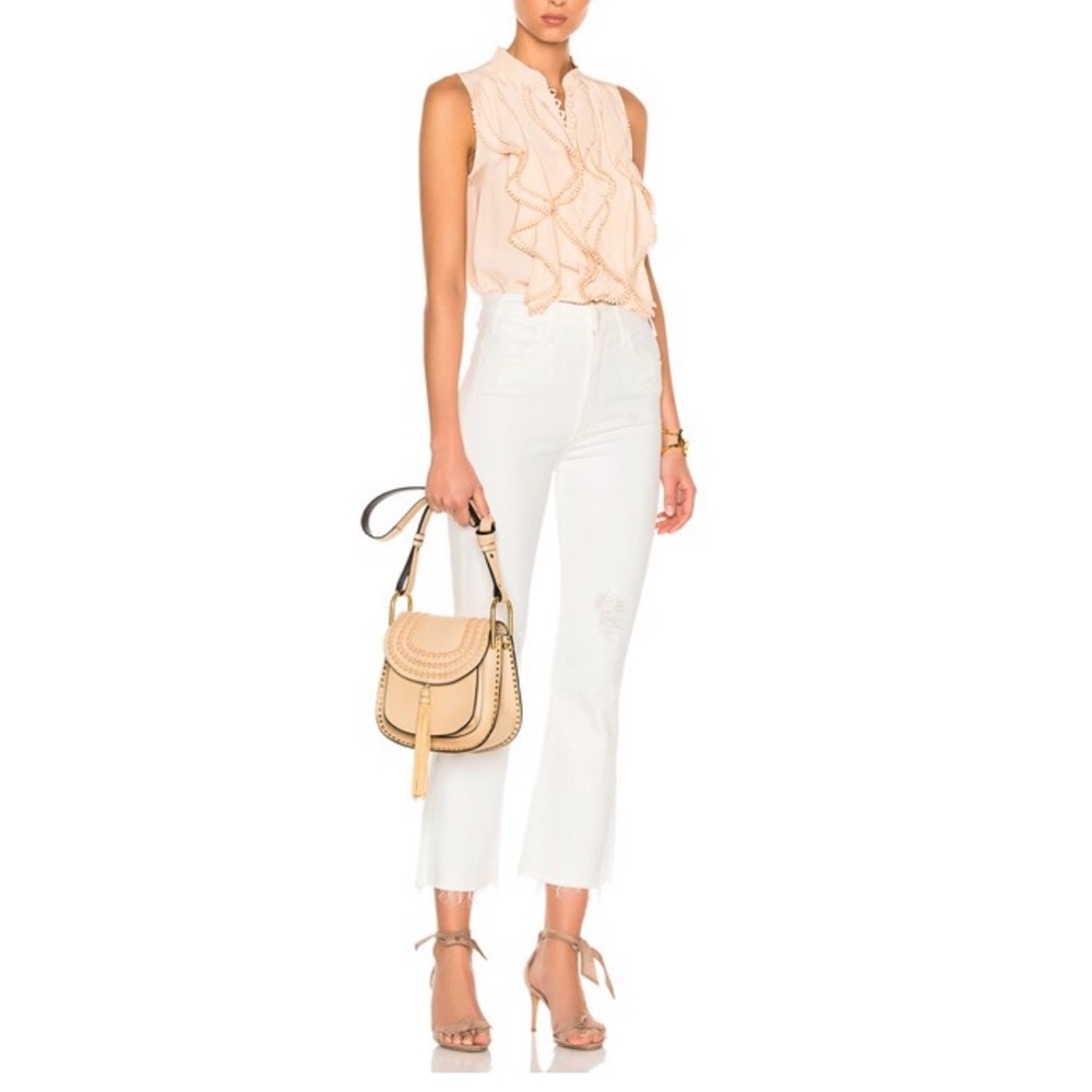 MOTHER | Women’s Hustler Ankle Fray Crop | Color: Tea and Biscuits | Size: 28